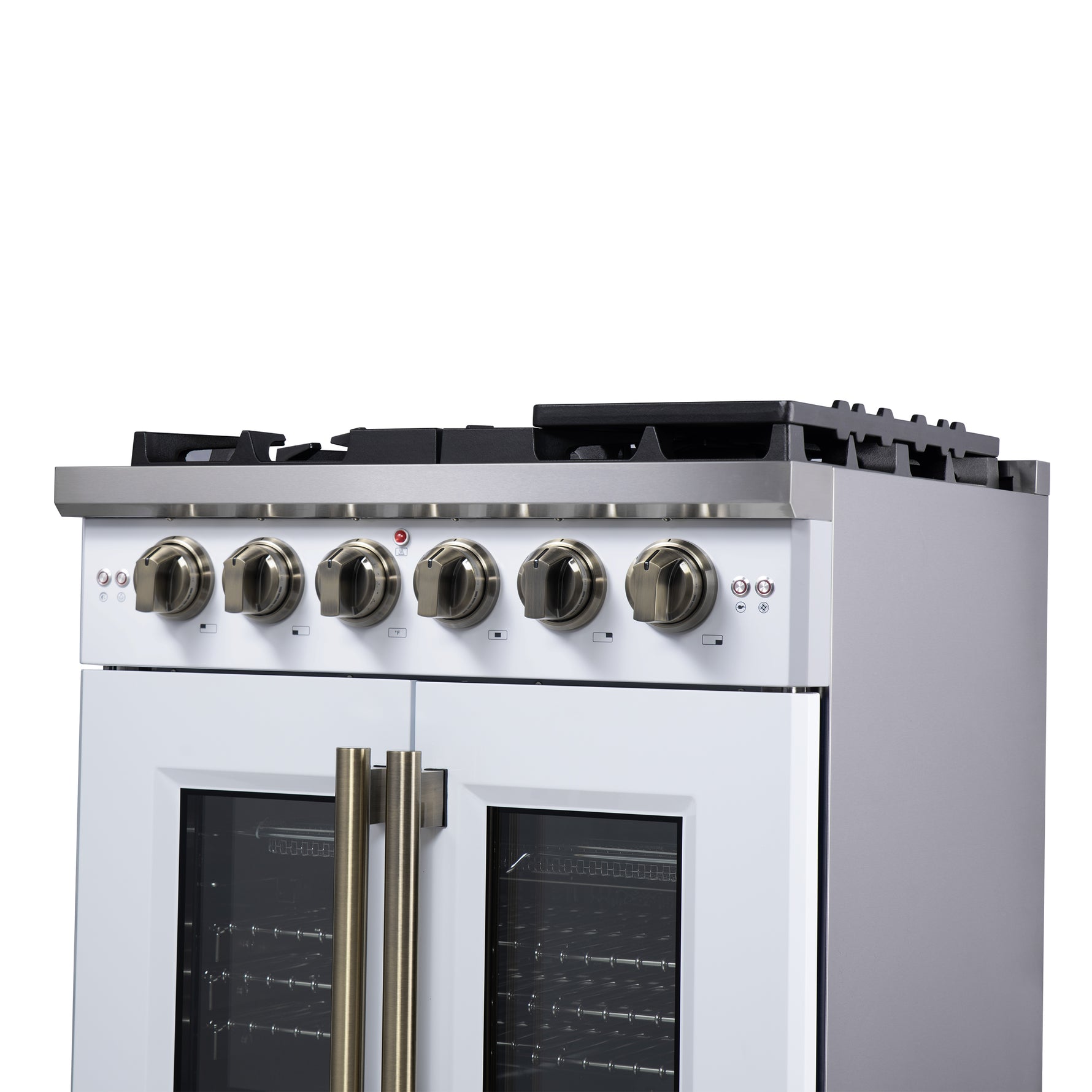 Forno Capriasca 30-Inch White Freestanding French Door Gas Range, 4 Burners, Convection Oven, Energy Efficient - BonPrix Électroménagers