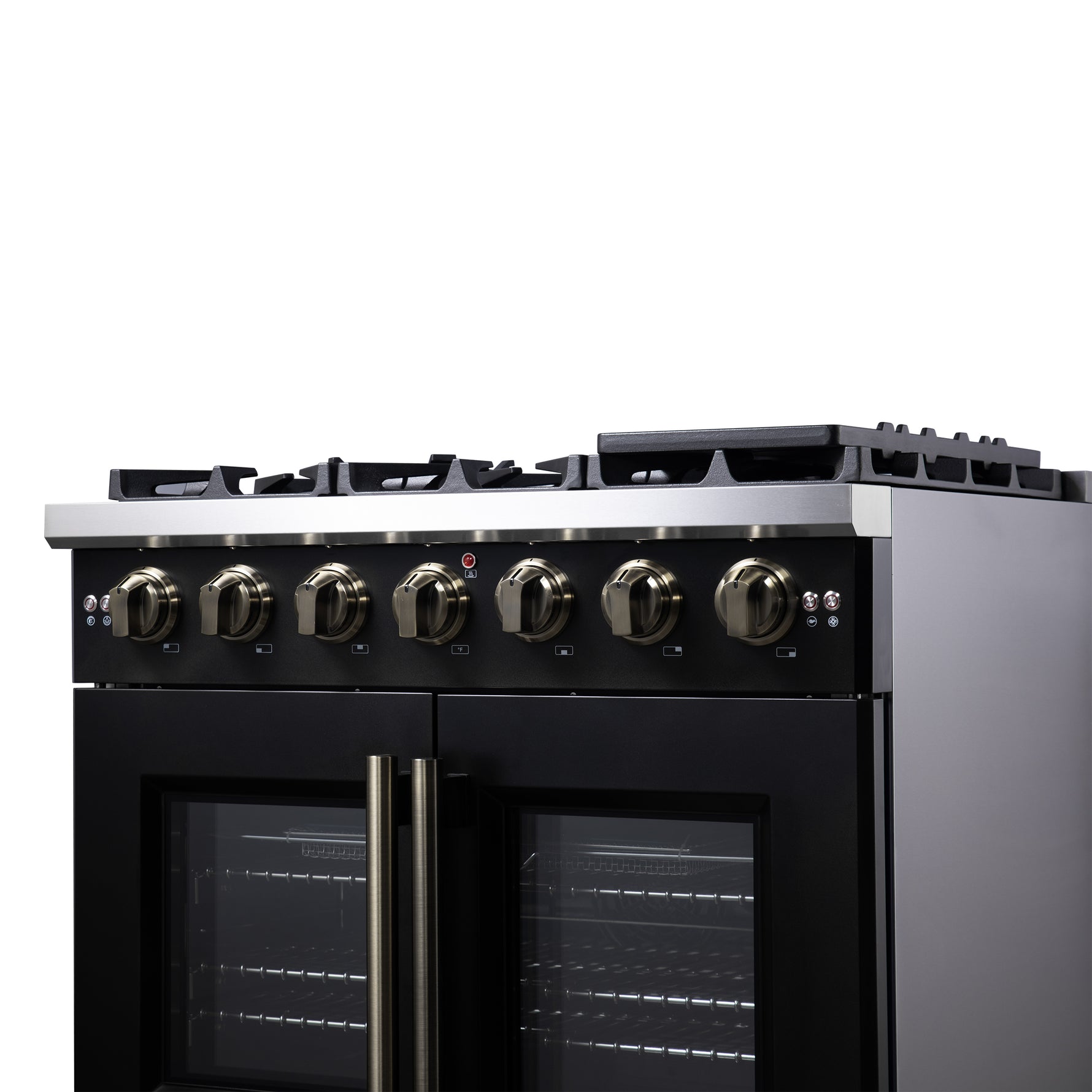 Forno Capriasca 36-Inch Black Freestanding French Door Gas Range, 6 Burners, Convection Oven, Energy Efficient - BonPrix Électroménagers