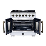 Forno Capriasca 36-Inch White Freestanding French Door Gas Range, 6 Burners, Convection Oven, Energy Efficient - BonPrix Électroménagers