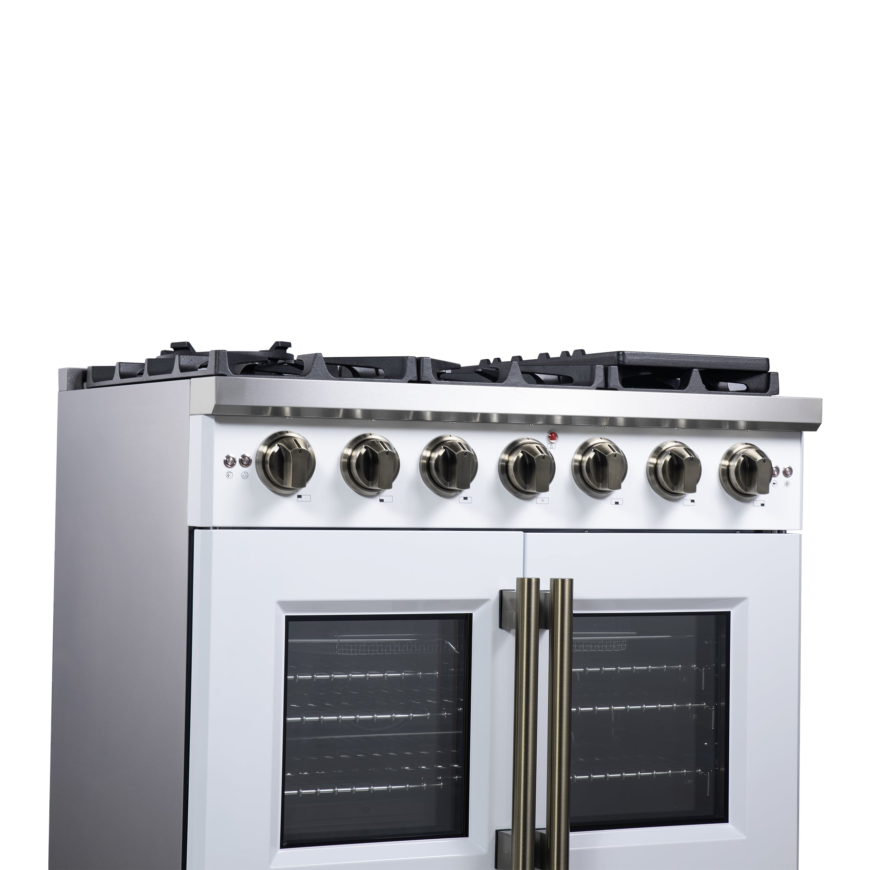Forno Capriasca 36-Inch White Freestanding French Door Gas Range, 6 Burners, Convection Oven, Energy Efficient - BonPrix Électroménagers