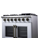 Forno Capriasca 36-Inch White Freestanding French Door Gas Range, 6 Burners, Convection Oven, Energy Efficient - BonPrix Électroménagers