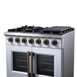 Forno Capriasca 36-Inch White Freestanding French Door Gas Range, 6 Burners, Convection Oven, Energy Efficient - BonPrix Électroménagers