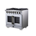 Forno Capriasca 36-Inch White Freestanding French Door Gas Range, 6 Burners, Convection Oven, Energy Efficient - BonPrix Électroménagers