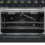 Forno Antico 36-Inch Freestanding Gas Range, Black, Antique Brass Design, 6 Burners, Convection Oven, Energy Efficient - BonPrix Électroménagers