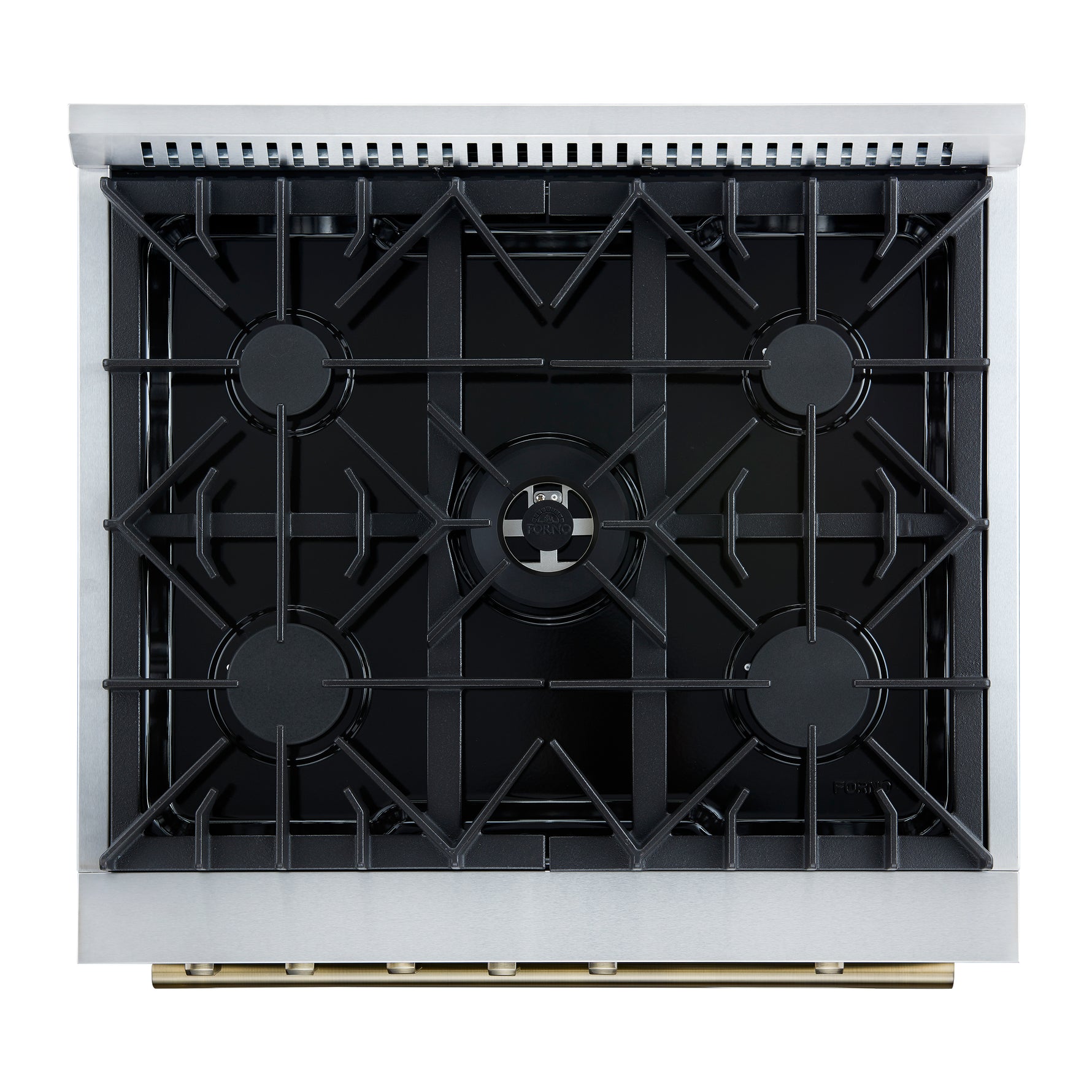 Giovanni 30-inch Gas Range Black & Antique Brass Design, 5 Burners 67,000 BTU, 4.32 cu.ft. Convection Oven - BonPrix Électroménagers