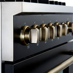 Giovanni 30-inch Gas Range Black & Antique Brass Design, 5 Burners 67,000 BTU, 4.32 cu.ft. Convection Oven - BonPrix Électroménagers