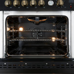 Giovanni 30-inch Gas Range Black & Antique Brass Design, 5 Burners 67,000 BTU, 4.32 cu.ft. Convection Oven - BonPrix Électroménagers