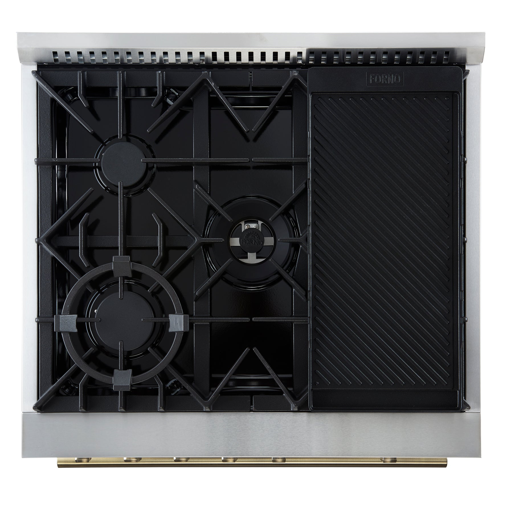 Giovanni 30-inch Gas Range White & Antique Brass Design, 5 Burners 67,000 BTU, 4.32 cu.ft. Convection Oven - BonPrix Électroménagers