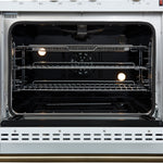 Giovanni 30-inch Gas Range White & Antique Brass Design, 5 Burners 67,000 BTU, 4.32 cu.ft. Convection Oven - BonPrix Électroménagers