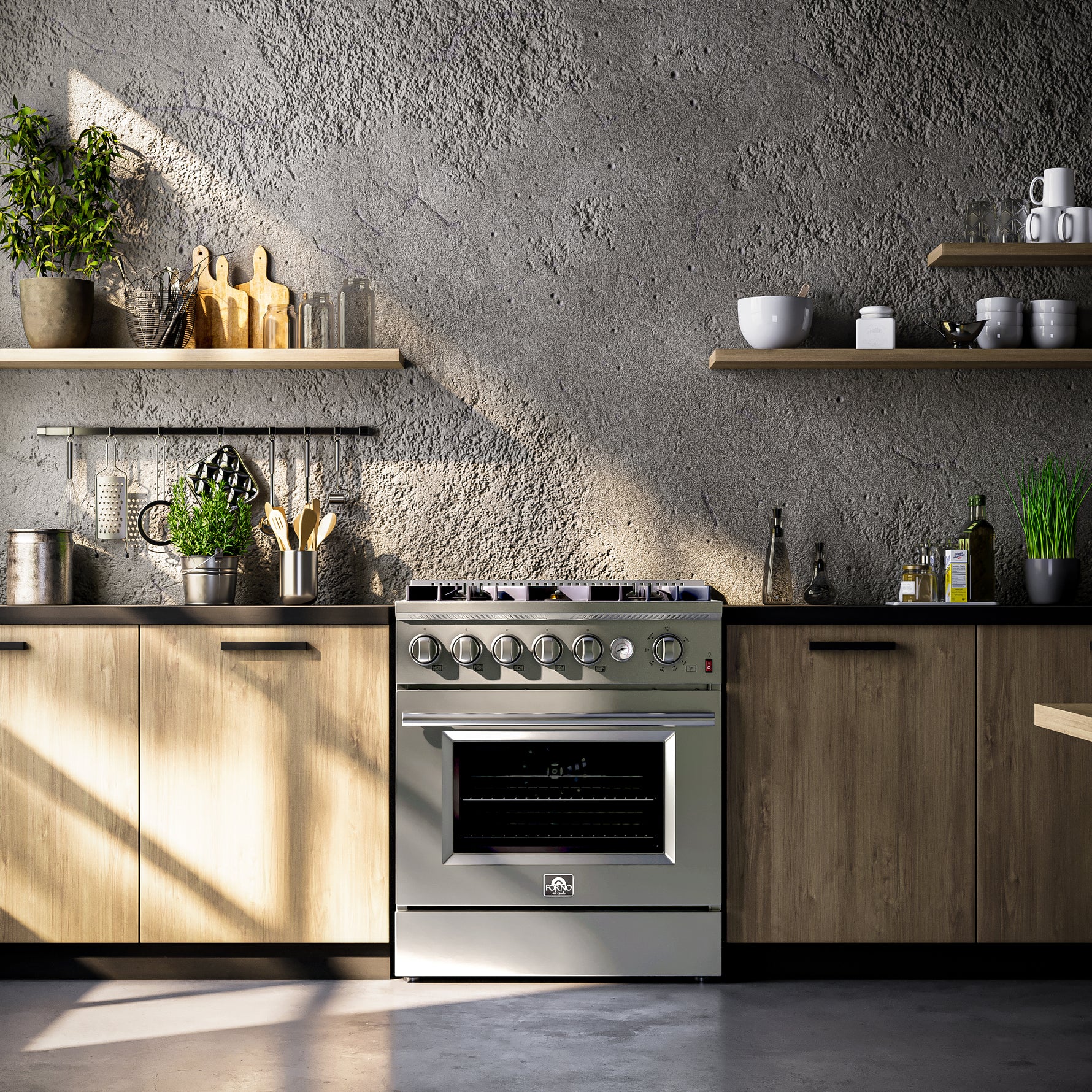 FORNO Giovanni 30-inch Gas Range Stainless Steel, 5 Burners 67,000 BTU, 4.32 cu.ft. Convection Oven - BonPrix Électroménagers