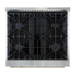 Marco 30-inch Gas Range White & Antique Brass Design, 4 Burners 37,000 BTU, 4.32 cu.ft. Convection Oven - BonPrix Électroménagers