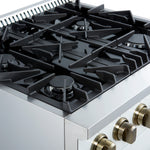 Marco 30-inch Gas Range White & Antique Brass Design, 4 Burners 37,000 BTU, 4.32 cu.ft. Convection Oven - BonPrix Électroménagers