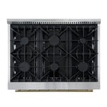 Marco 36-Inch Gas Range Black & Antique Brass Design, 6 Burners 67,000 BTU, 5.36 cu.ft. Convection Oven - BonPrix Électroménagers