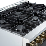 Marco 36-Inch Gas Range Black & Antique Brass Design, 6 Burners 67,000 BTU, 5.36 cu.ft. Convection Oven - BonPrix Électroménagers
