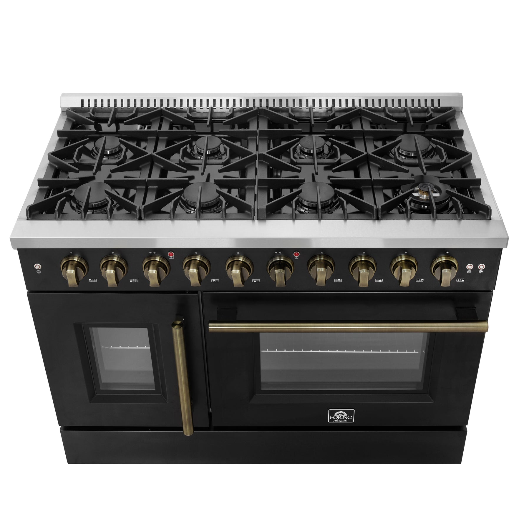 Forno Galiano 48" Freestanding French Door Gas Range in Black - BonPrix Électroménagers