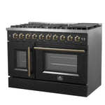 Forno Galiano 48" Freestanding French Door Gas Range in Black - BonPrix Électroménagers