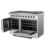 Forno Galiano 48-Inch Freestanding French Door Gas Range, White & Antique Brass - BonPrix Électroménagers