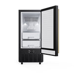 Cristallo 15 Inch Freestanding/Undercounter Ice maker, 66.1 lbs Chewable nugget, 8 kg / 17.6 lbs of ice storage, Black