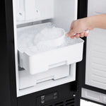 Cristallo 15 Inch Freestanding/Undercounter Ice maker, 66.1 lbs Chewable nugget, 8 kg / 17.6 lbs of ice storage, Black