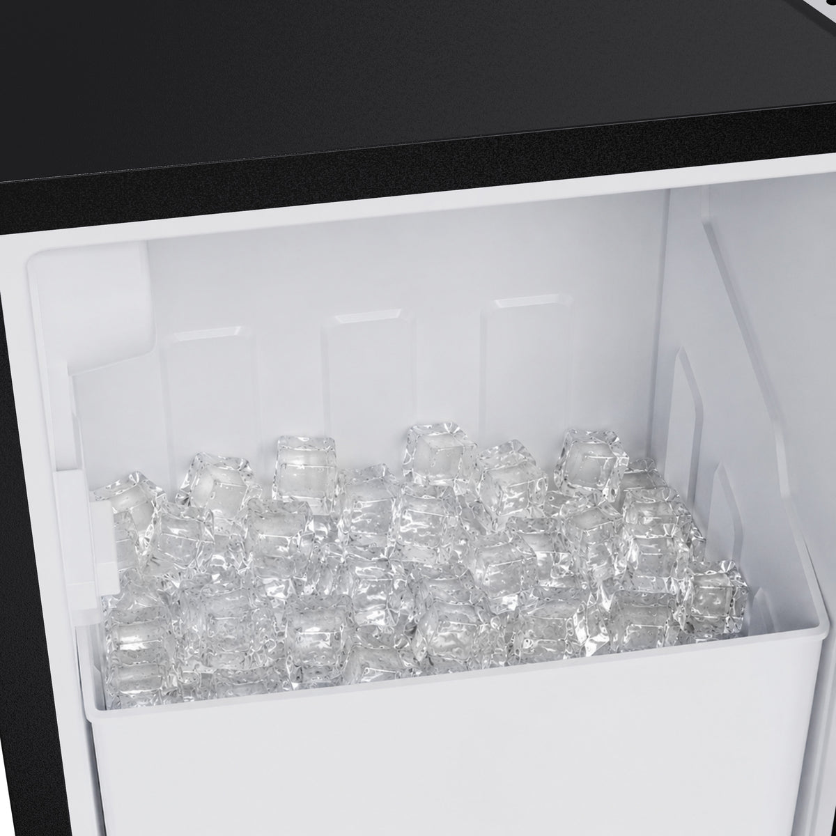 Cristallo 15 Inch Freestanding/Undercounter Ice maker, 79.4 lbs Cubed Ice daily, 12 kg / 26.5 lbs ice bin, Black