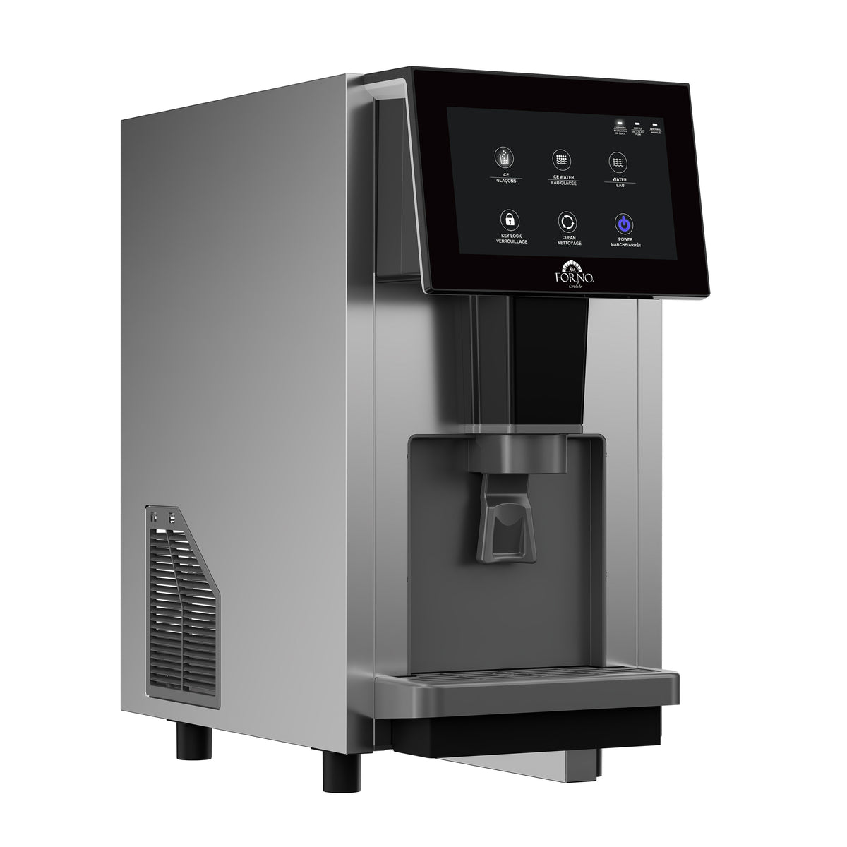 Fresco 14 Inch Countertop Ice Maker & Dispenser, 154 lbs Chewable nugget Ice daily, Self-Clean, Touch Controls, Stainless Steel - BonPrix Électroménagers
