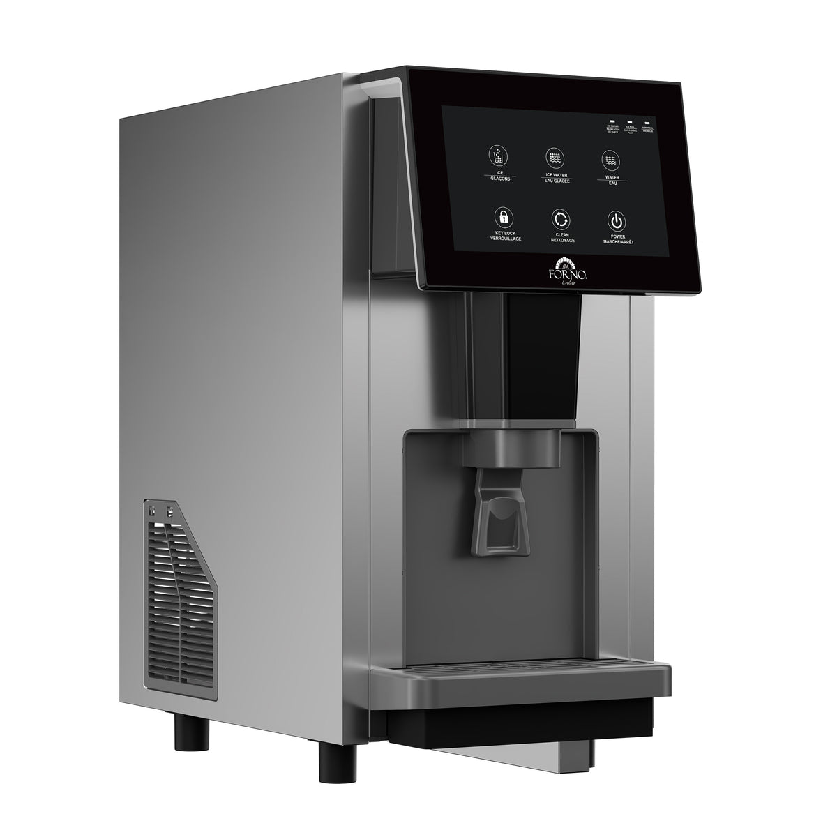 Fresco 14 Inch Countertop Ice Maker & Dispenser, 154 lbs Chewable nugget Ice daily, Self-Clean, Touch Controls, Stainless Steel - BonPrix Électroménagers