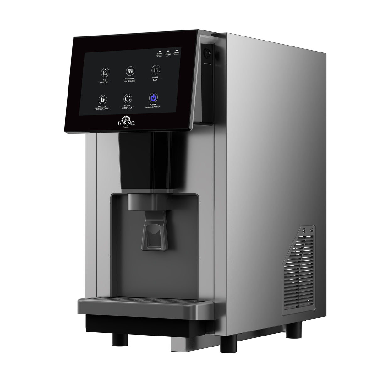 Fresco 14 Inch Countertop Ice Maker & Dispenser, 154 lbs Chewable nugget Ice daily, Self-Clean, Touch Controls, Stainless Steel - BonPrix Électroménagers