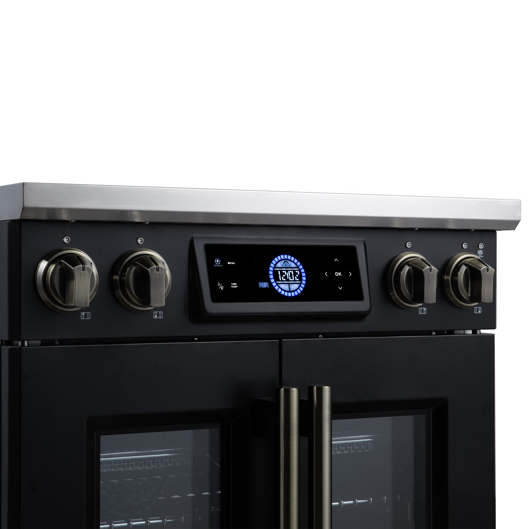 Maximus 30-Inch Induction range, French Door, 4 Cooking Zones, 4.32 cf. Convection Oven, Air Sous Vide, Air Fry Basket, Black