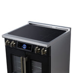 Maximus 30-Inch Induction range, French Door, 4 Cooking Zones, 4.32 cf. Convection Oven, Air Sous Vide, Air Fry Basket, Black