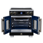 Maximus 30-Inch Induction range, French Door, 4 Cooking Zones, 4.32 cf. Convection Oven, Air Sous Vide, Air Fry Basket, Black