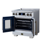 Maximus 30-Inch Induction range, French Door, 4 Cooking Zones, 4.32 cf. Convection Oven, Air Sous Vide, Air Fry Basket, White