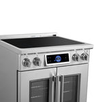 Maximus 30-Inch Induction range, French Door, 4 Cooking Zones, 4.32 cf. Convection Oven, Air Sous Vide, Air Fry Basket, Stainless Steel