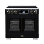 Maximus 36-Inch Induction range, French Door, 5 Cooking Zones, 5.36 cf. Convection Oven, Air Sous Vide, Air Fry Basket, Black