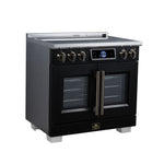 Maximus 36-Inch Induction range, French Door, 5 Cooking Zones, 5.36 cf. Convection Oven, Air Sous Vide, Air Fry Basket, Black