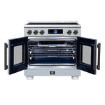 Maximus 36-Inch Induction range, French Door, 5 Cooking Zones, 5.36 cf. Convection Oven, Air Sous Vide, Air Fry Basket, White