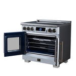 Maximus 36-Inch Induction range, French Door, 5 Cooking Zones, 5.36 cf. Convection Oven, Air Sous Vide, Air Fry Basket, White