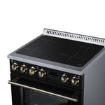 Torino 30 Inch Induction Range, 8,800W cooktop, 4.32 cf. True Convection Oven, Air Fry, Air Sous Vide, Smudge Resistant, Black