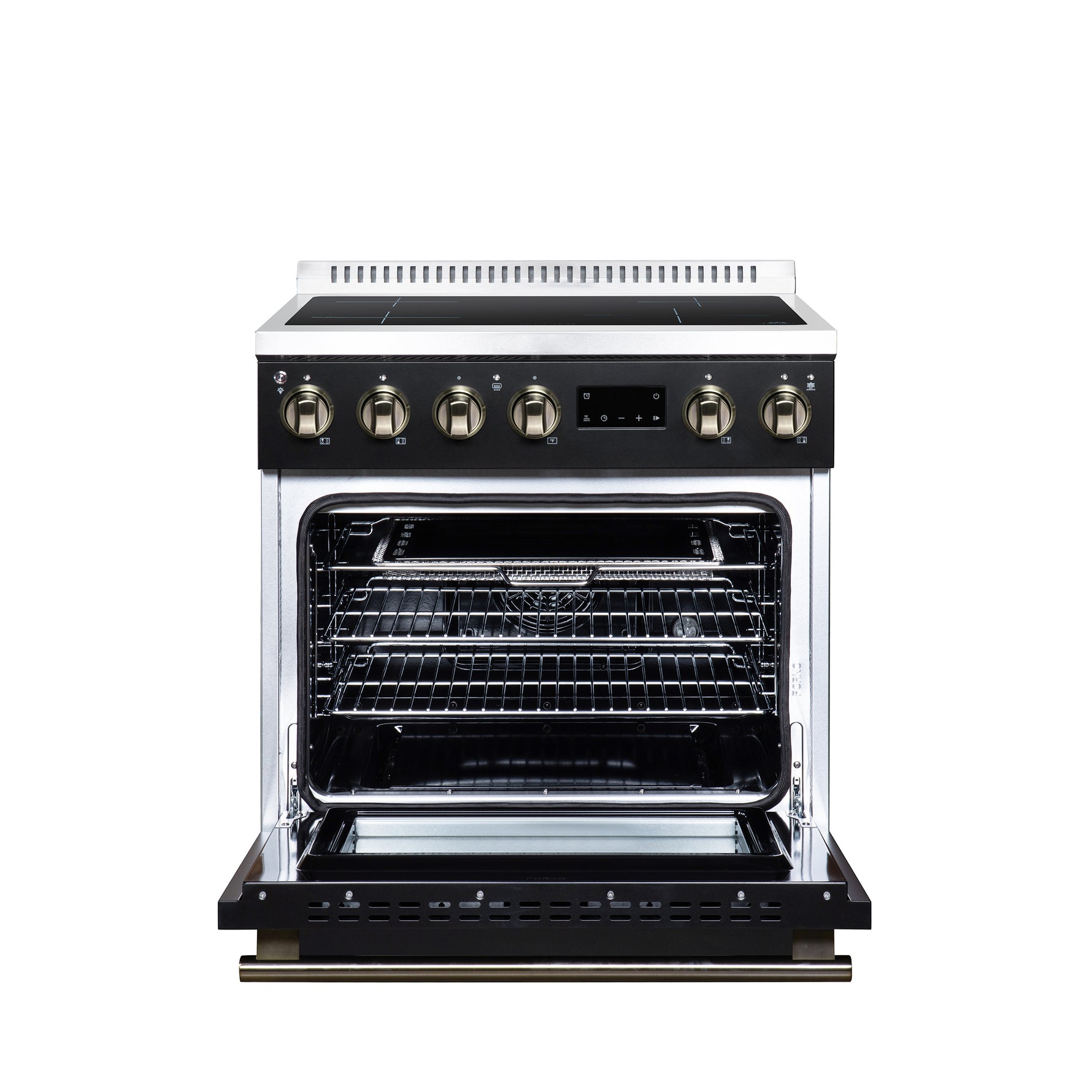 Torino 30 Inch Induction Range, 8,800W cooktop, 4.32 cf. True Convection Oven, Air Fry, Air Sous Vide, Smudge Resistant, Black