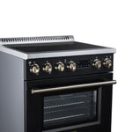 Torino 30 Inch Induction Range, 8,800W cooktop, 4.32 cf. True Convection Oven, Air Fry, Air Sous Vide, Smudge Resistant, Black