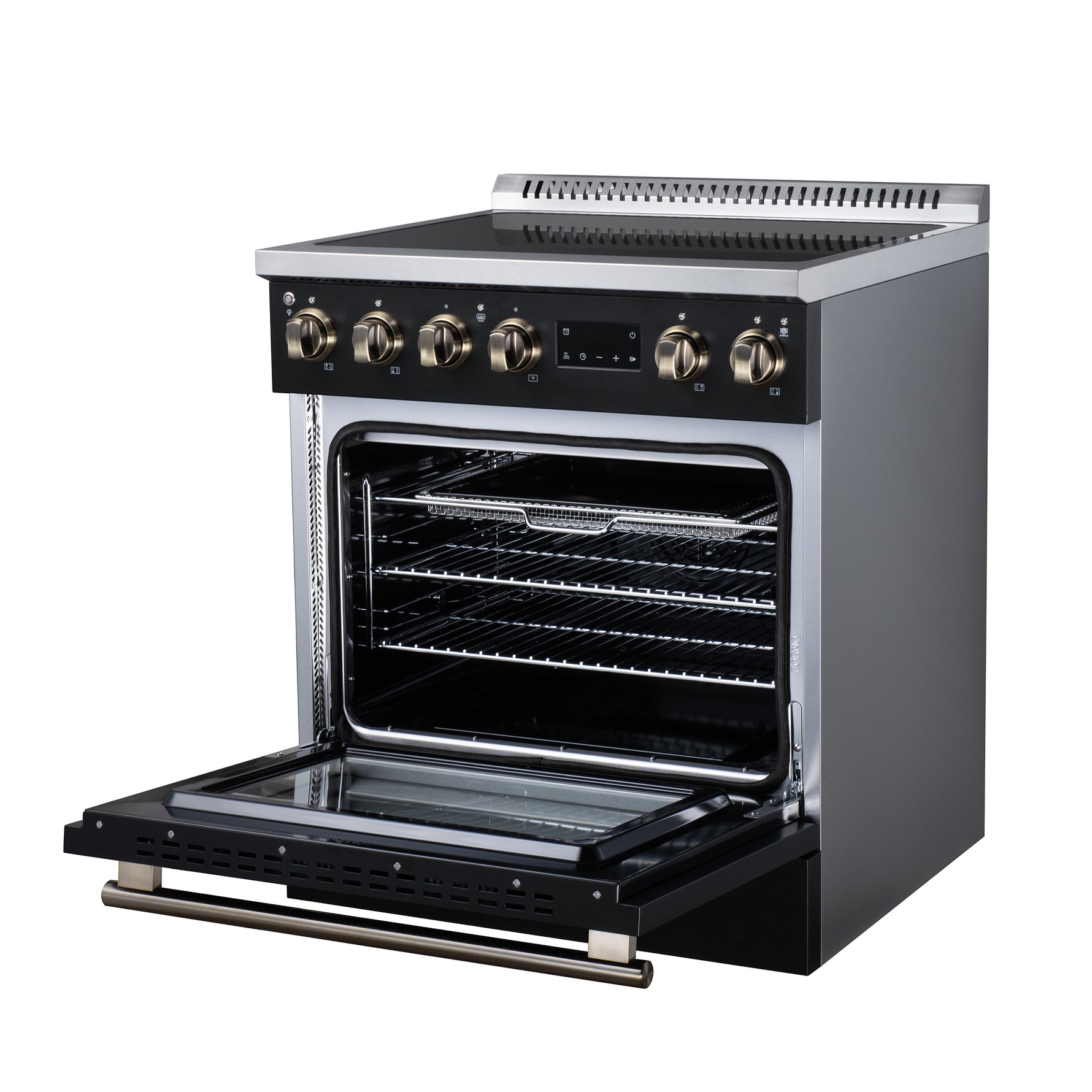 Torino 30 Inch Induction Range, 8,800W cooktop, 4.32 cf. True Convection Oven, Air Fry, Air Sous Vide, Smudge Resistant, Black