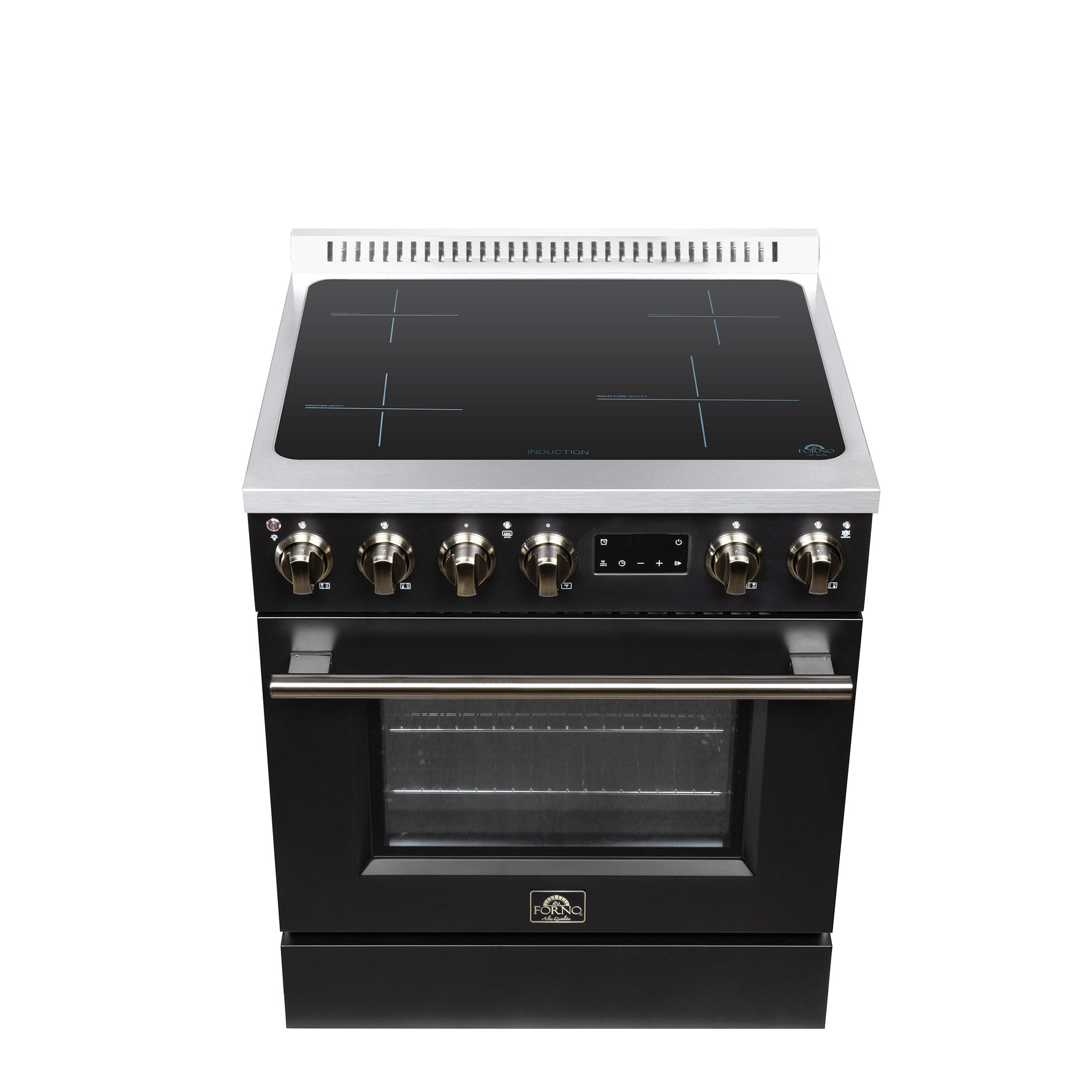 Torino 30 Inch Induction Range, 8,800W cooktop, 4.32 cf. True Convection Oven, Air Fry, Air Sous Vide, Smudge Resistant, Black