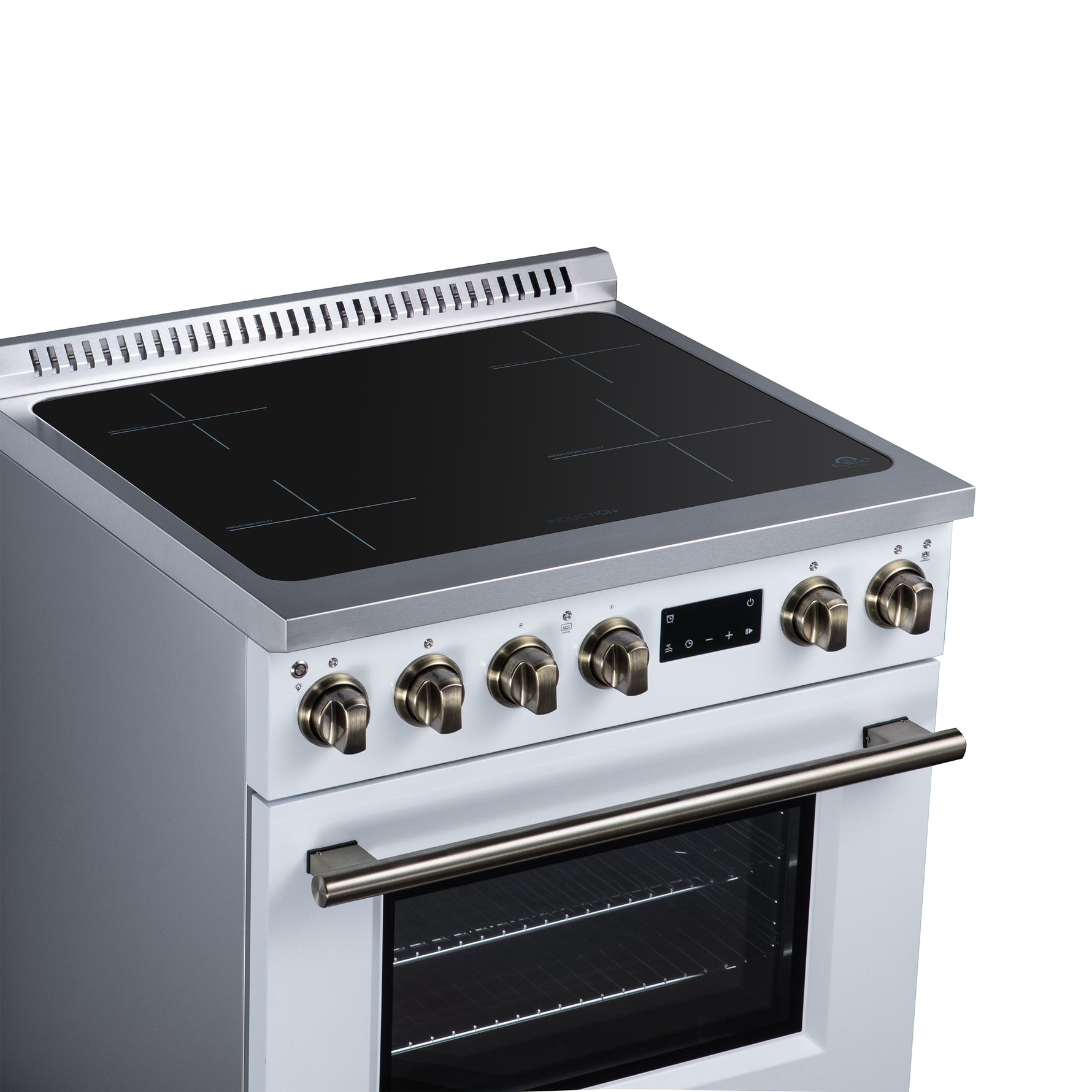 Torino 30 Inch Induction Range, 8,800W cooktop, 4.32 cf. True Convection Oven, Air Fry, Air Sous Vide, Smudge Resistant, White