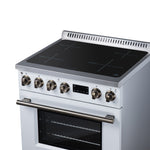 Torino 30 Inch Induction Range, 8,800W cooktop, 4.32 cf. True Convection Oven, Air Fry, Air Sous Vide, Smudge Resistant, White