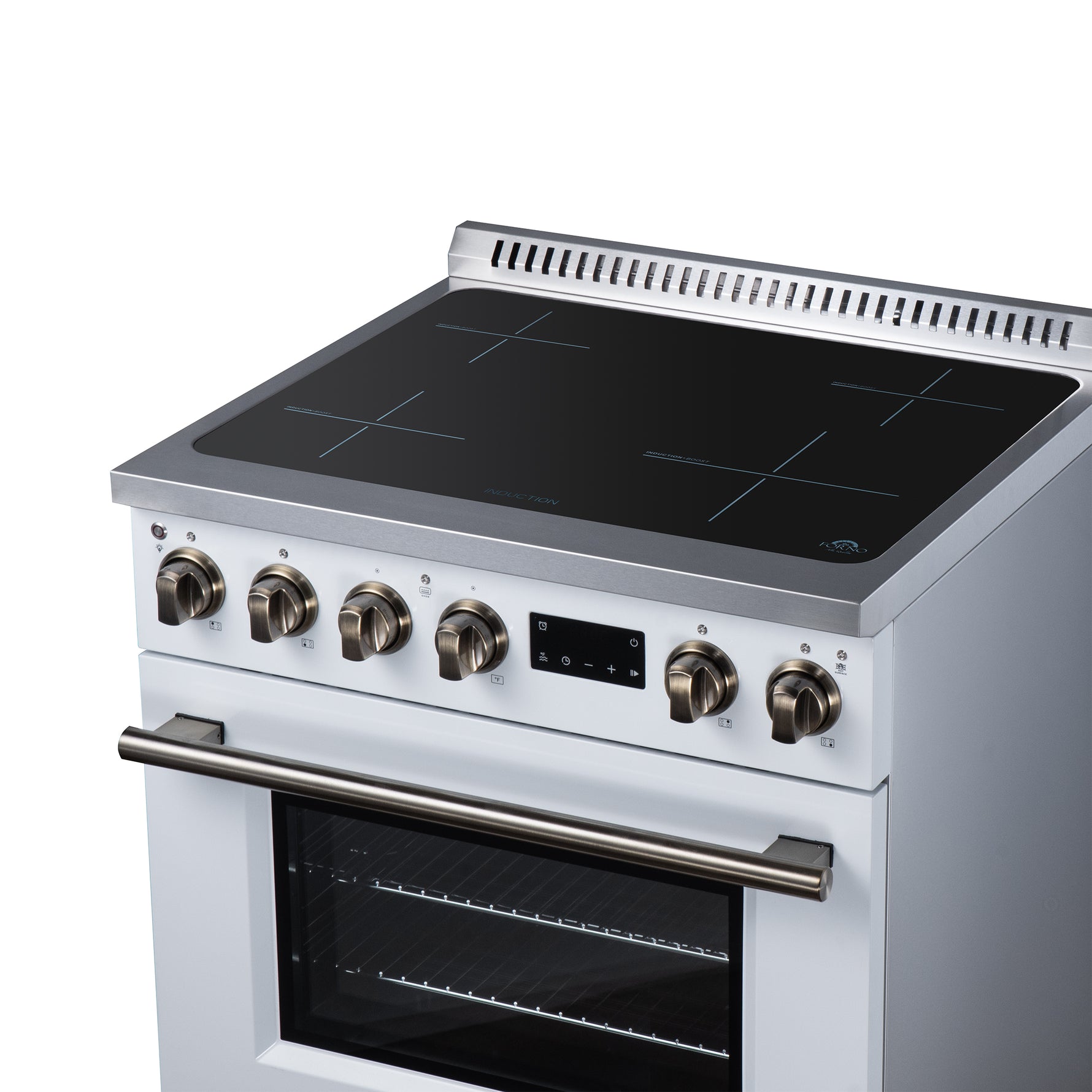 Torino 30 Inch Induction Range, 8,800W cooktop, 4.32 cf. True Convection Oven, Air Fry, Air Sous Vide, Smudge Resistant, White