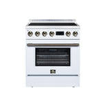Torino 30 Inch Induction Range, 8,800W cooktop, 4.32 cf. True Convection Oven, Air Fry, Air Sous Vide, Smudge Resistant, White