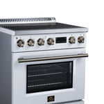 Torino 30 Inch Induction Range, 8,800W cooktop, 4.32 cf. True Convection Oven, Air Fry, Air Sous Vide, Smudge Resistant, White