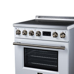 Torino 30 Inch Induction Range, 8,800W cooktop, 4.32 cf. True Convection Oven, Air Fry, Air Sous Vide, Smudge Resistant, White
