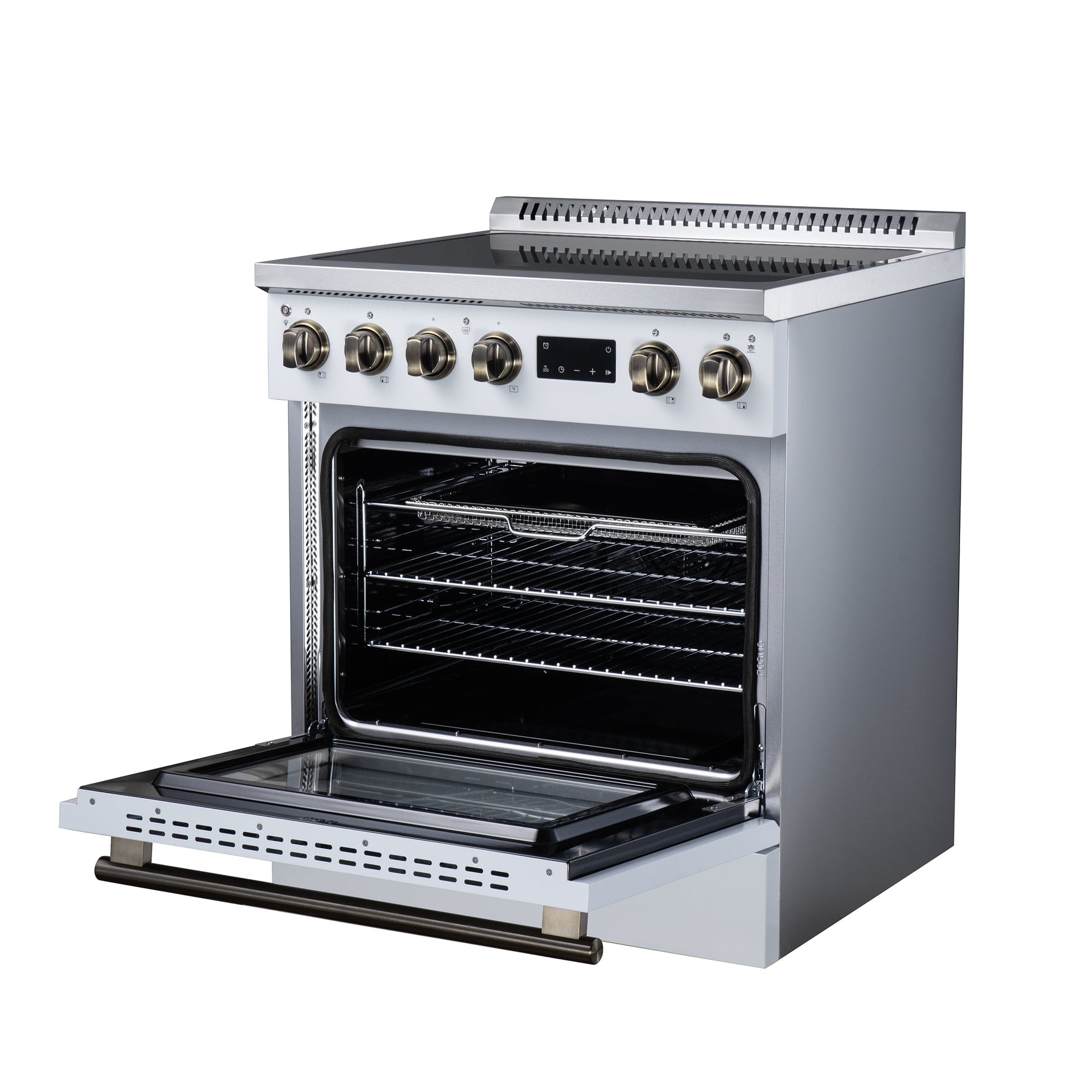 Torino 30 Inch Induction Range, 8,800W cooktop, 4.32 cf. True Convection Oven, Air Fry, Air Sous Vide, Smudge Resistant, White