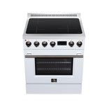 Torino 30 Inch Induction Range, 8,800W cooktop, 4.32 cf. True Convection Oven, Air Fry, Air Sous Vide, Smudge Resistant, White