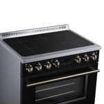 Torino 36 Inch Induction Range, 10,900W cooktop, 5.36 cf. True Convection Oven, Air Fry, Air Sous Vide, Smudge Resistant, Black